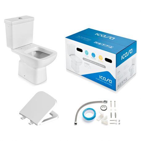 Combo Misti Bacia+Caixa+Assento Soft Close+Anel de Vedação+Flexível+Fixação Branco ICASA