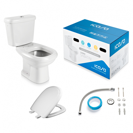 Combo Sabatini Bacia+Caixa+Assento+Kit Intalação Branca ICASA