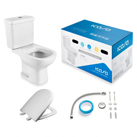 Combo Etna Bacia+Caixa+Assento+Kit Intalação Branca ICASA