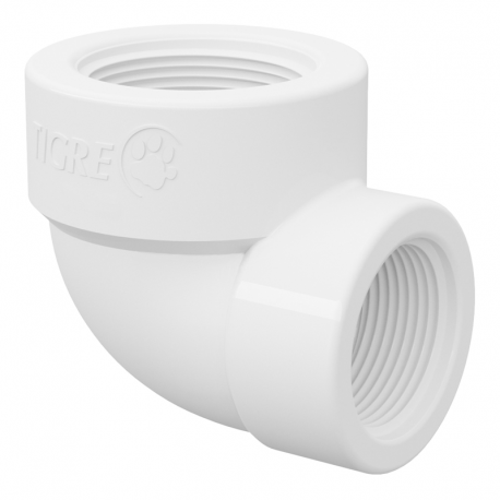 Joelho Redução 90º 3/4x1/2'' PVC Branco Roscável TIGRE