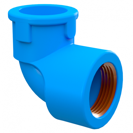 Joelho Azul Redução 90º 3/4x1/2'' Soldável PVC com Bucha Latão TIGRE