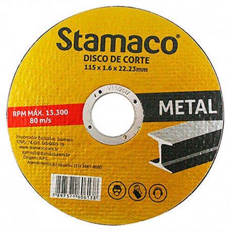 Disco de Corte Metal 115x1.6x22,23mm 6138 STAMACO