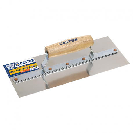 Desempenadeira de Aço Inox 12x30cm 5 Cravos para Gesso 222 CASTOR