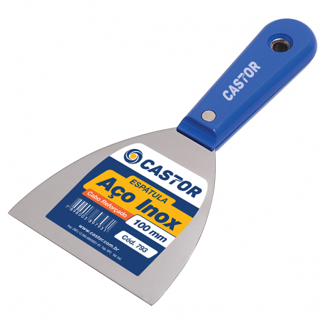 Espátula de Aço Inox 100mm com Cabo Plástico Reforçado 793 CASTOR