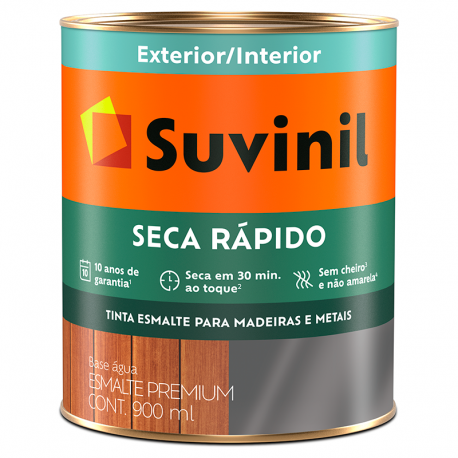 Tinta Esmalte Base de Água Seca Rápido Brilhante Platina 0,9L SUVINIL