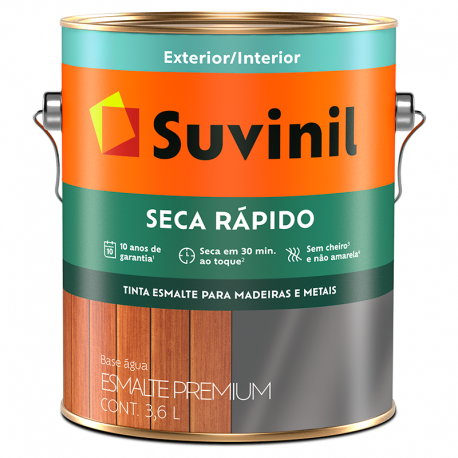 Tinta Esmalte Base de Água Seca Rápido Brilhante Platina 3,6L SUVINIL