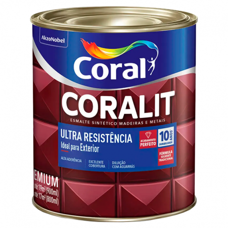 Tinta Esmalte Premium Coralit Marrom Conhaque Brilhante 0,9L CORAL