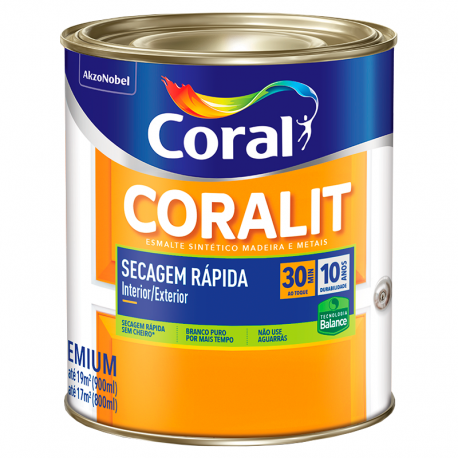 Tinta Esmalte Coralit Zero Brilhante Branco 0,9L CORAL