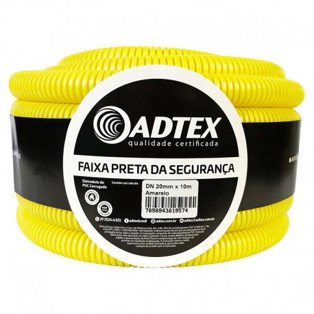 Eletroduto Corrugado Flexível PVC 20mm 1/2'' 10m Amarelo ADTEX