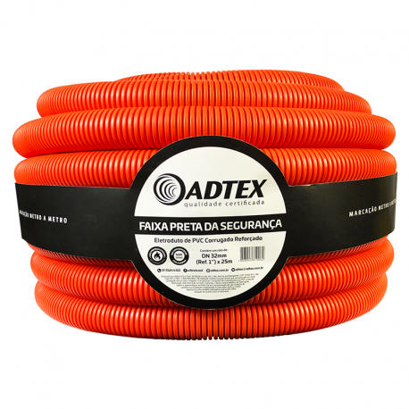 Eletroduto Corrugado Flexível PVC 32mm (1") Laranja 25m ADTEX