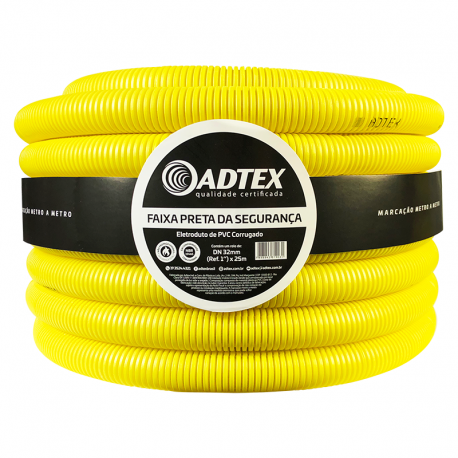 Eletroduto Corrugado Flexível PVC 32mm 1'' 25m Amarelo ADTEX