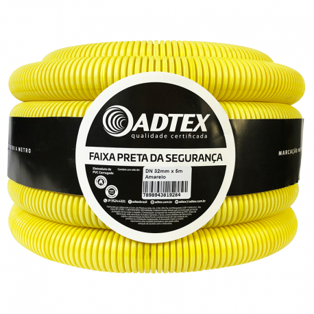Eletroduto Corrugado Flexível PVC 32mm 1'' 5m Amarelo ADTEX