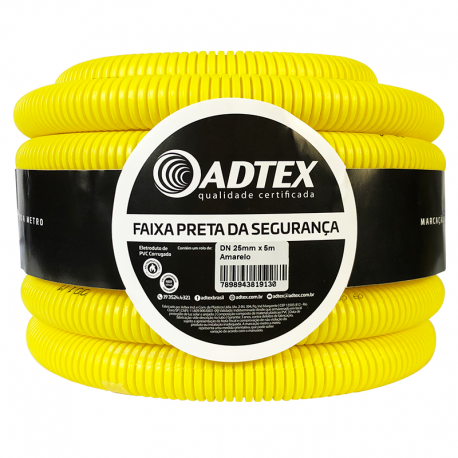 Eletroduto Corrugado Flexível PVC 25mm 3/4'' 5m Amarelo ADTEX