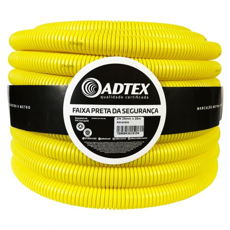 Eletroduto Corrugado Flexível PVC 25mm 3/4'' 25m Amarelo ADTEX