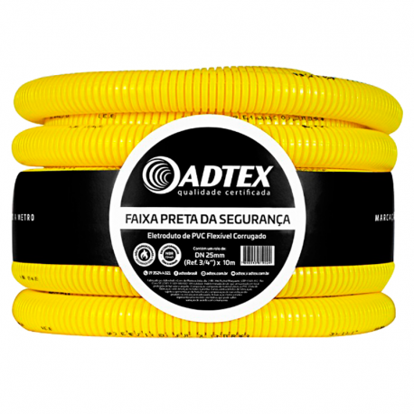 Eletroduto Corrugado Flexível PVC 25mm 3/4'' 10m Amarelo ADTEX