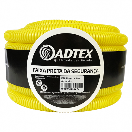 Eletroduto Corrugado Flexível PVC 20mm (1/2'') 5m Amarelo ADTEX