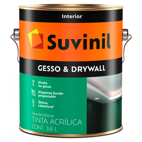 Tinta Látex Acrílico Fosco Gesso e Drywall Branco 3,6L SUVINIL